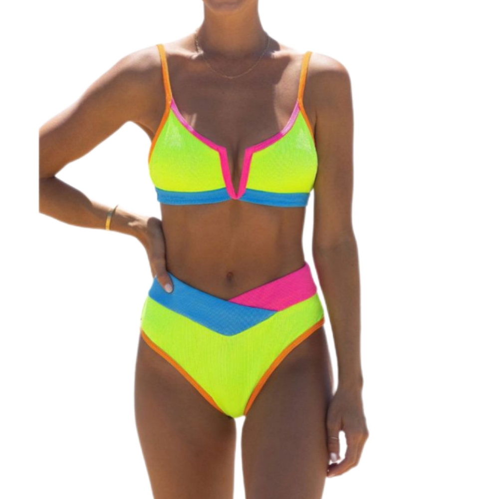 Women's Neon Bikini Set Bright Color Two Piece Swimwear
